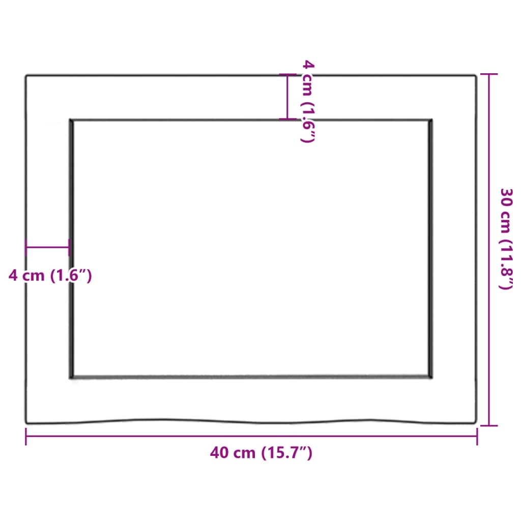 vidaXL Encimera baño madera maciza tratada marrón oscuro 40x30x(2-4)cm