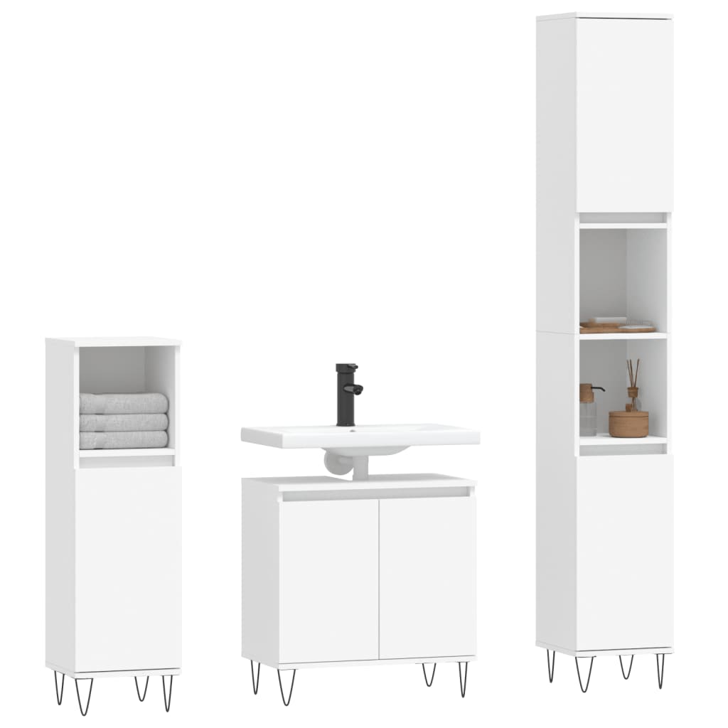 vidaXL Set de muebles de baño 3 piezas madera contrachapada blanco