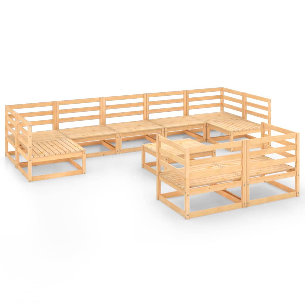 vidaXL Juego de muebles de jardín 10 piezas madera maciza de pino