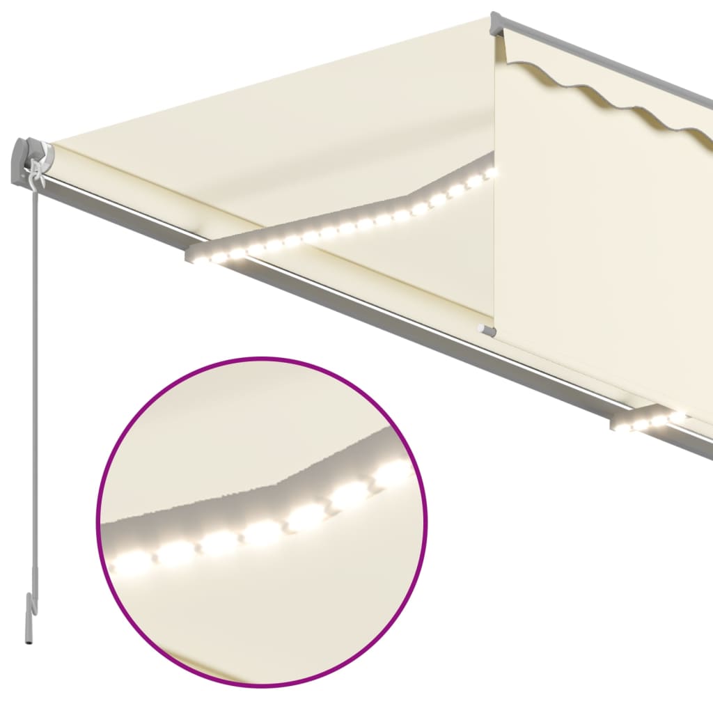 vidaXL Toldo automático persiana LED sensor de viento crema 4,5x3 m