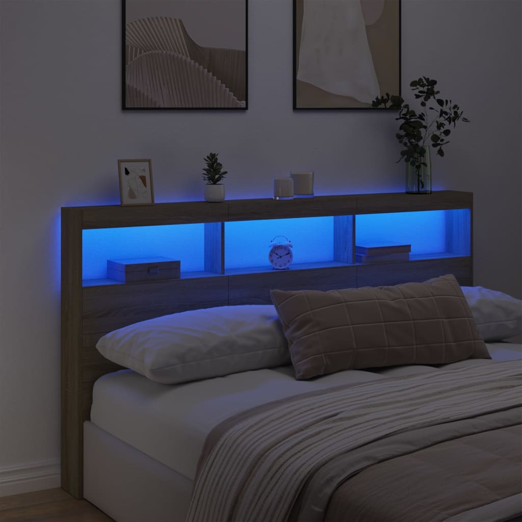 vidaXL Cabecero de cama con LED roble Sonoma 180x17x102 cm