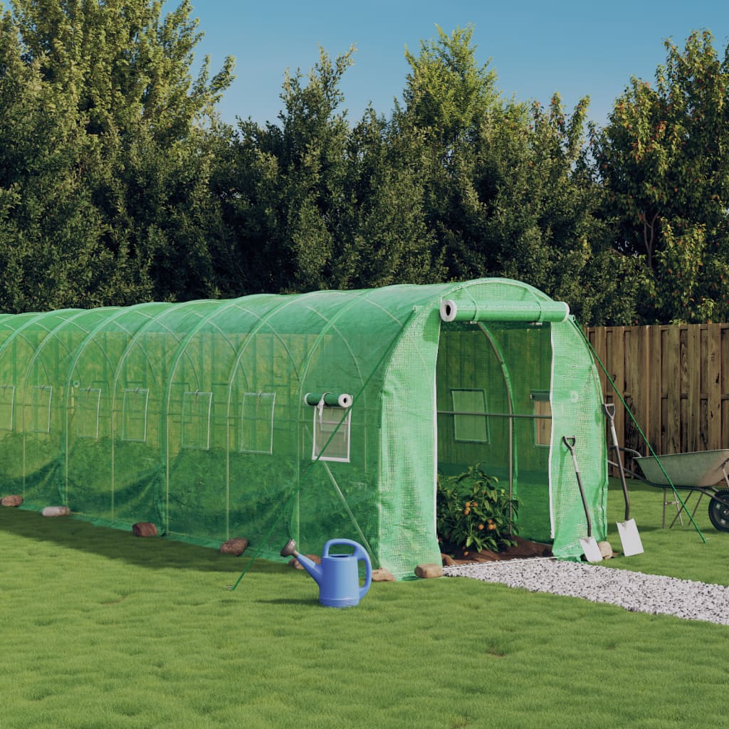 vidaXL Invernadero con estructura de acero verde 16 m² 8x2x2 m