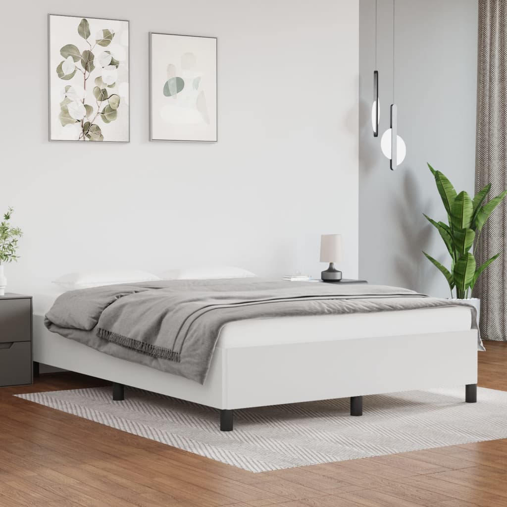 vidaXL Estructura de cama de cuero sintético blanco 140x200 cm