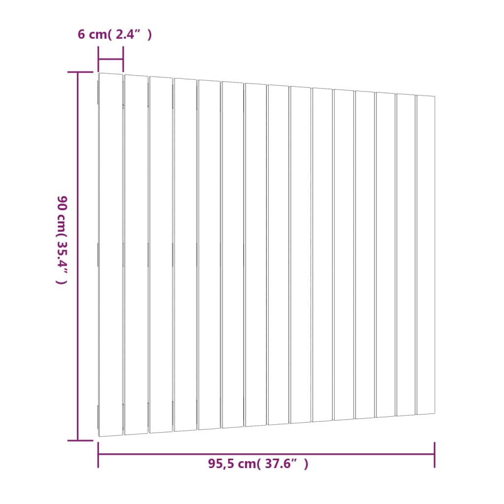 vidaXL Cabecero de cama de pared madera maciza pino gris 95,5x3x90 cm