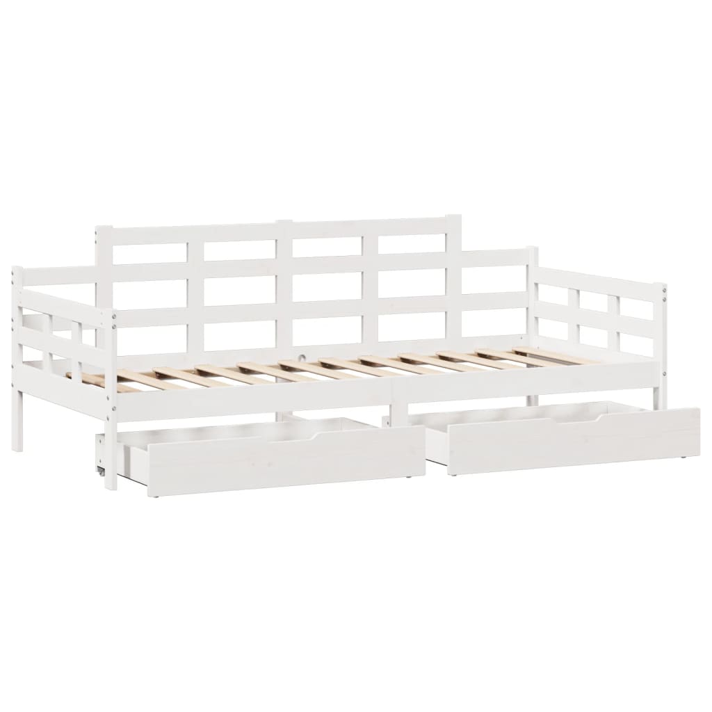 vidaXL Sofá cama con cajones madera maciza de pino blanca 80x200 cm