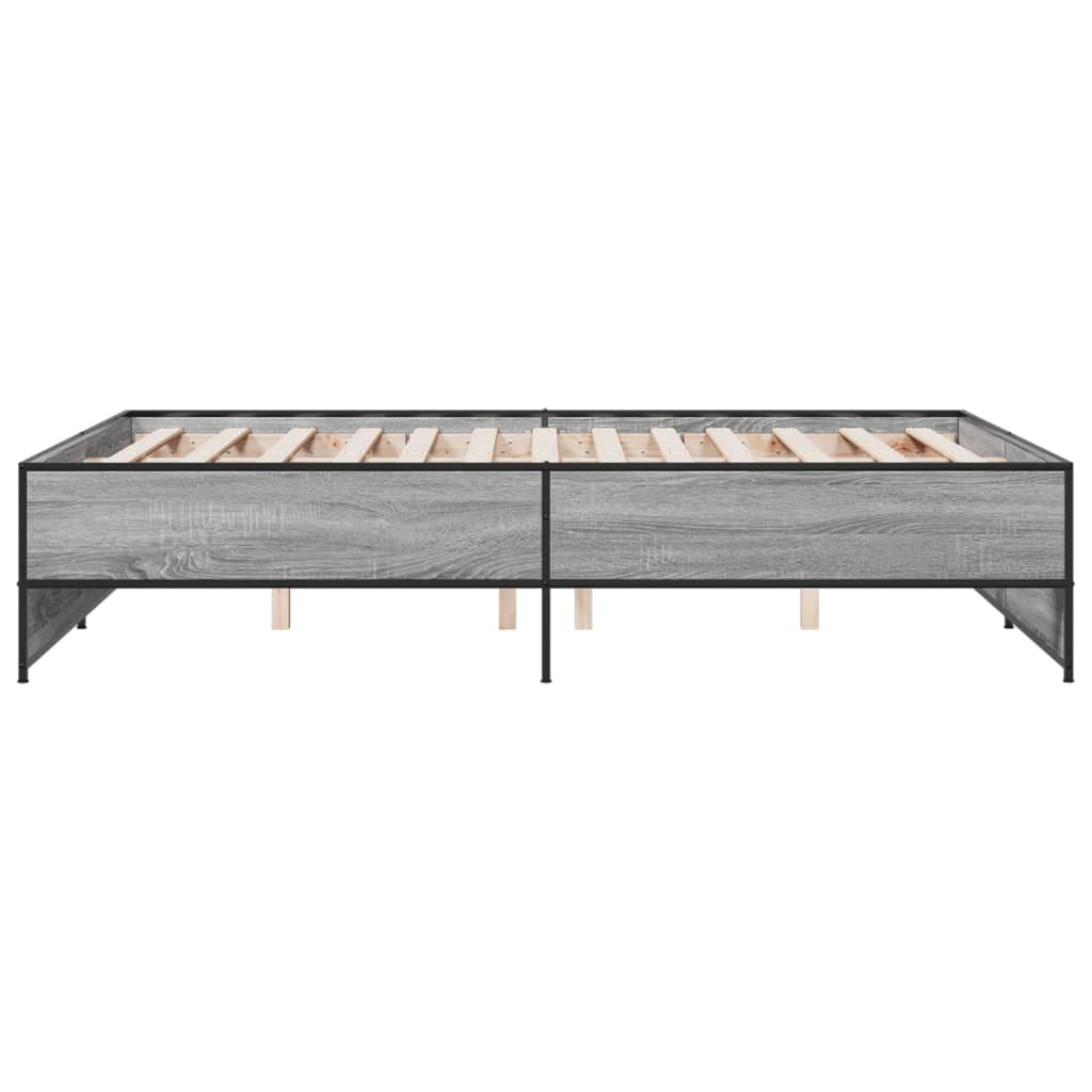 vidaXL Estructura cama madera ingeniería metal gris Sonoma 120x200 cm