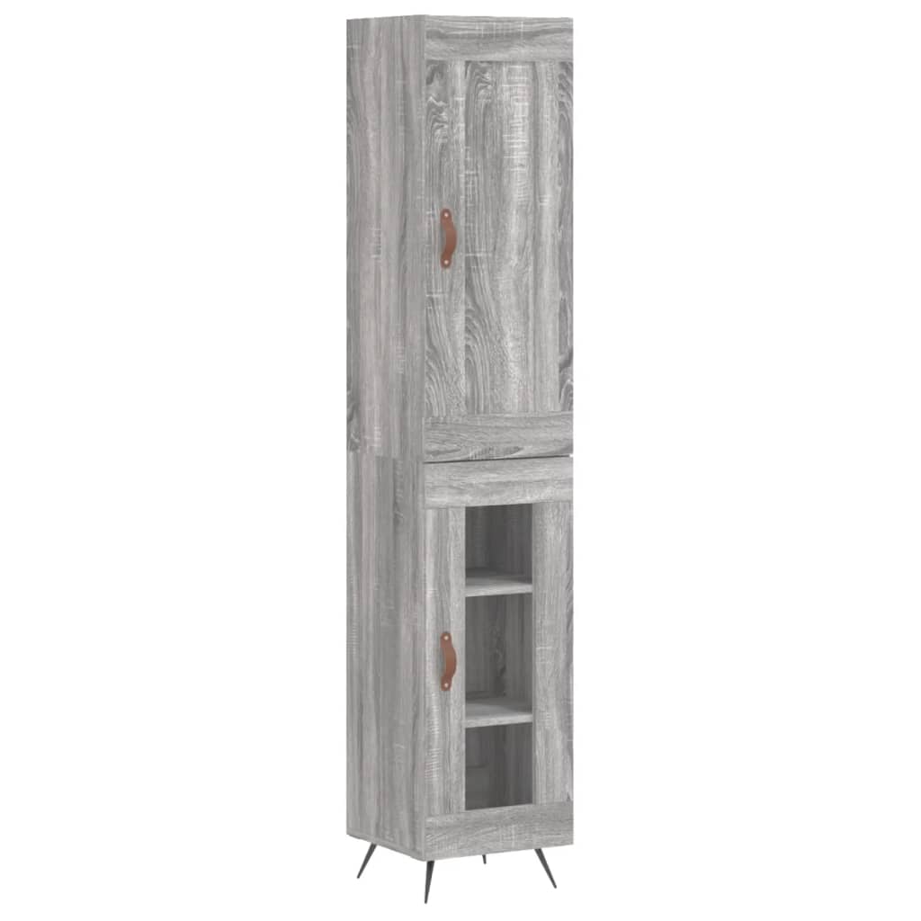 vidaXL Aparador alto madera contrachapada gris Sonoma 34,5x34x180 cm