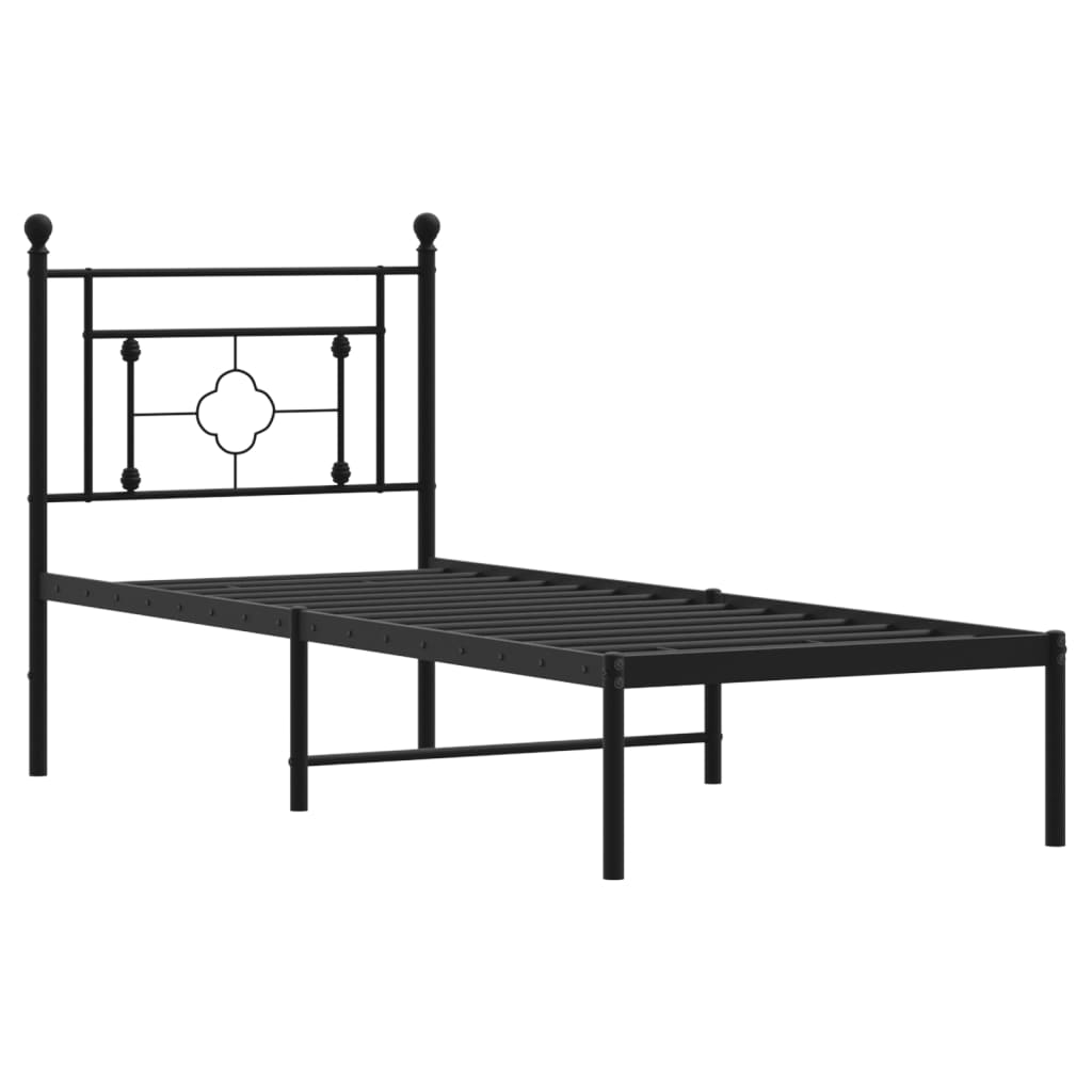 vidaXL Estructura cama sin colchón con cabecero metal negro 80x200 cm