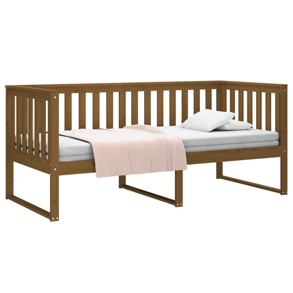 vidaXL Sofá cama de madera maciza de pino marrón miel 90x190 cm