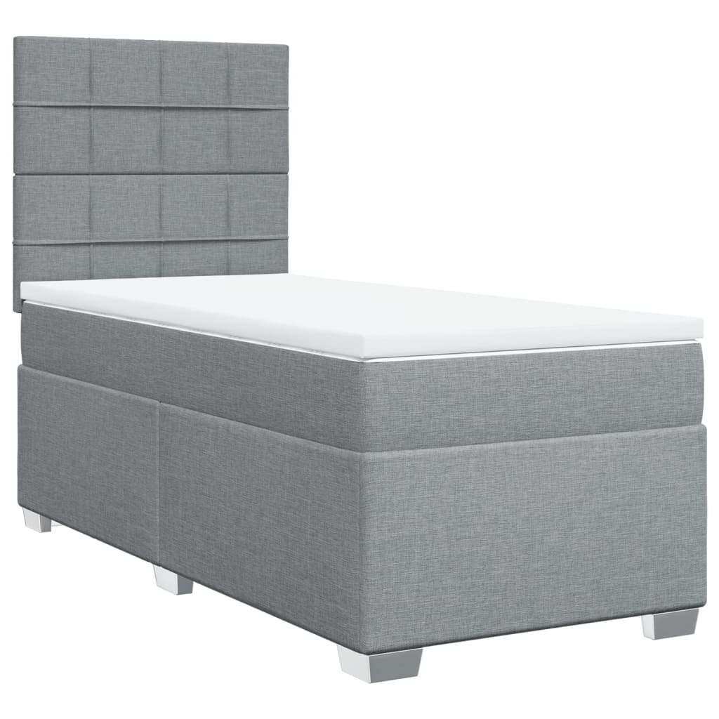 vidaXL Cama box spring con colchón tela gris claro 80x200 cm