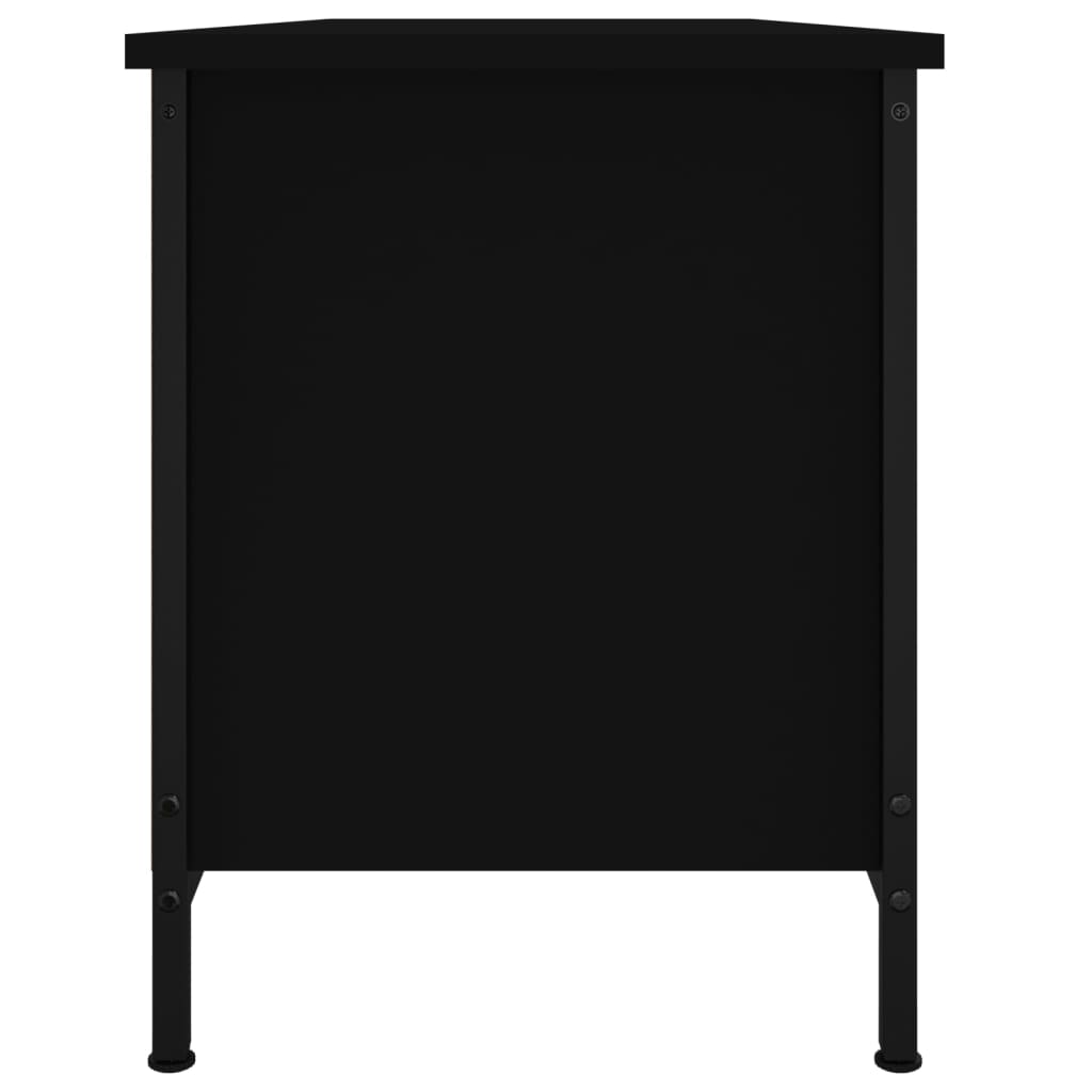 vidaXL Mueble TV con puertas madera contrachapada negro 102x35x45 cm