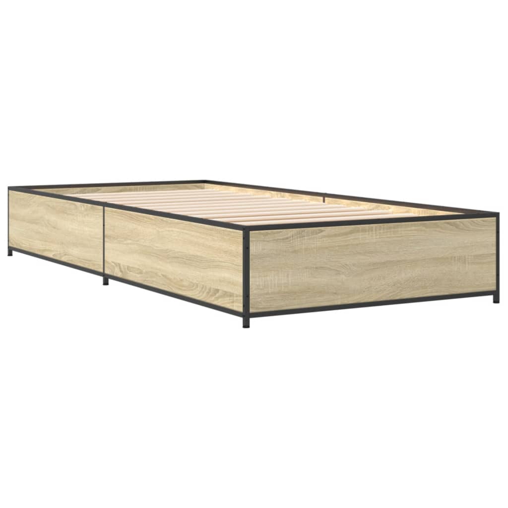 vidaXL Estructura cama madera ingeniería metal roble Sonoma 90x200 cm