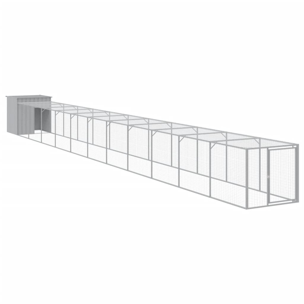 vidaXL Gallinero y corral acero galvanizado gris claro 110x1221x110 cm