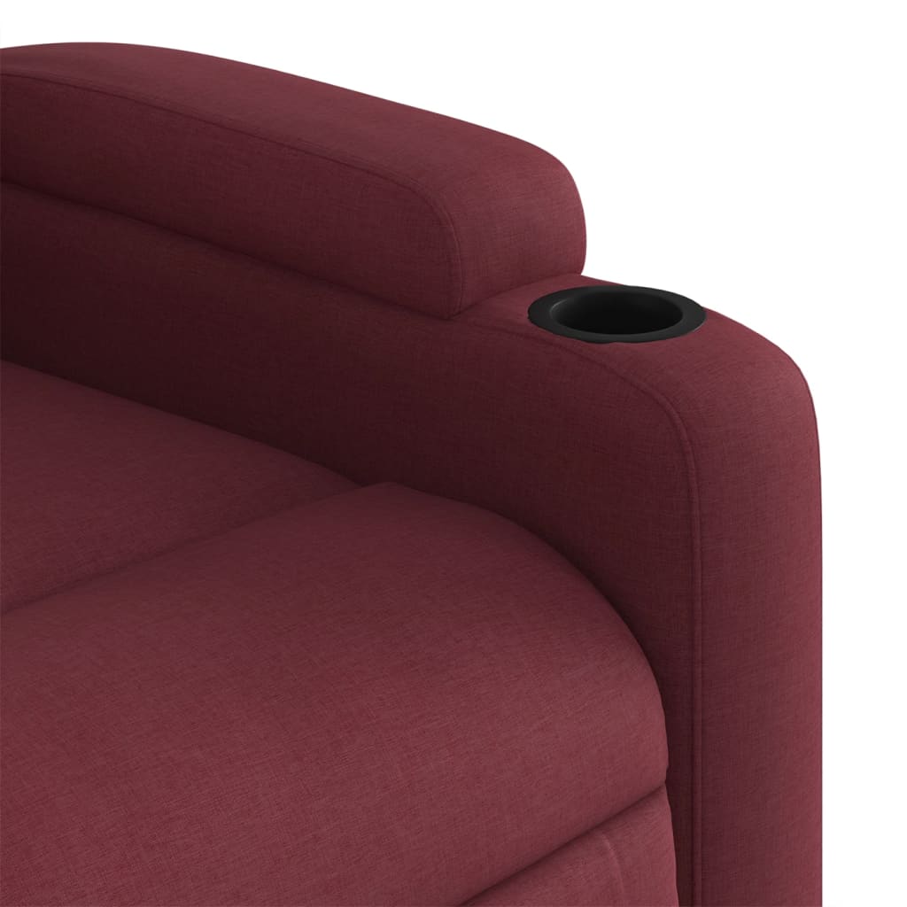 vidaXL Sillón de masaje elevable eléctrico tela rojo tinto