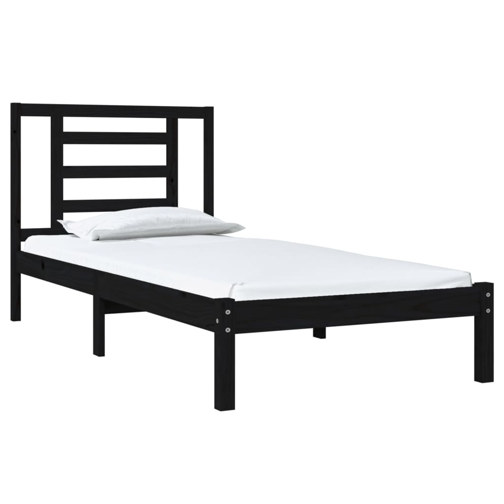 vidaXL Estructura de cama madera maciza de pino negra 100x200 cm