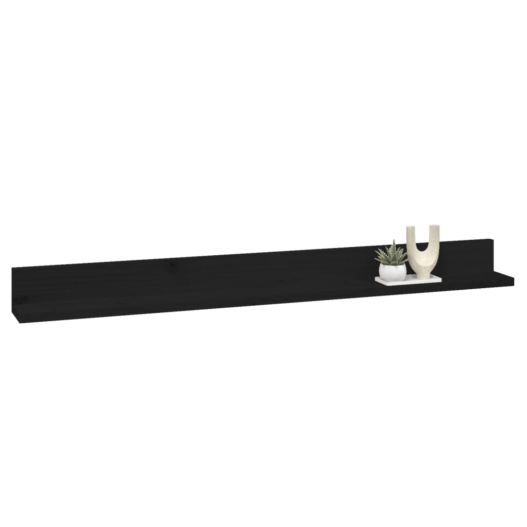 vidaXL Estantes de pared 2 uds madera maciza de pino negro 110x11x9 cm