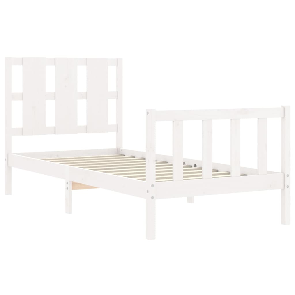 vidaXL Estructura de cama con cabecero madera maciza blanco 90x190 cm