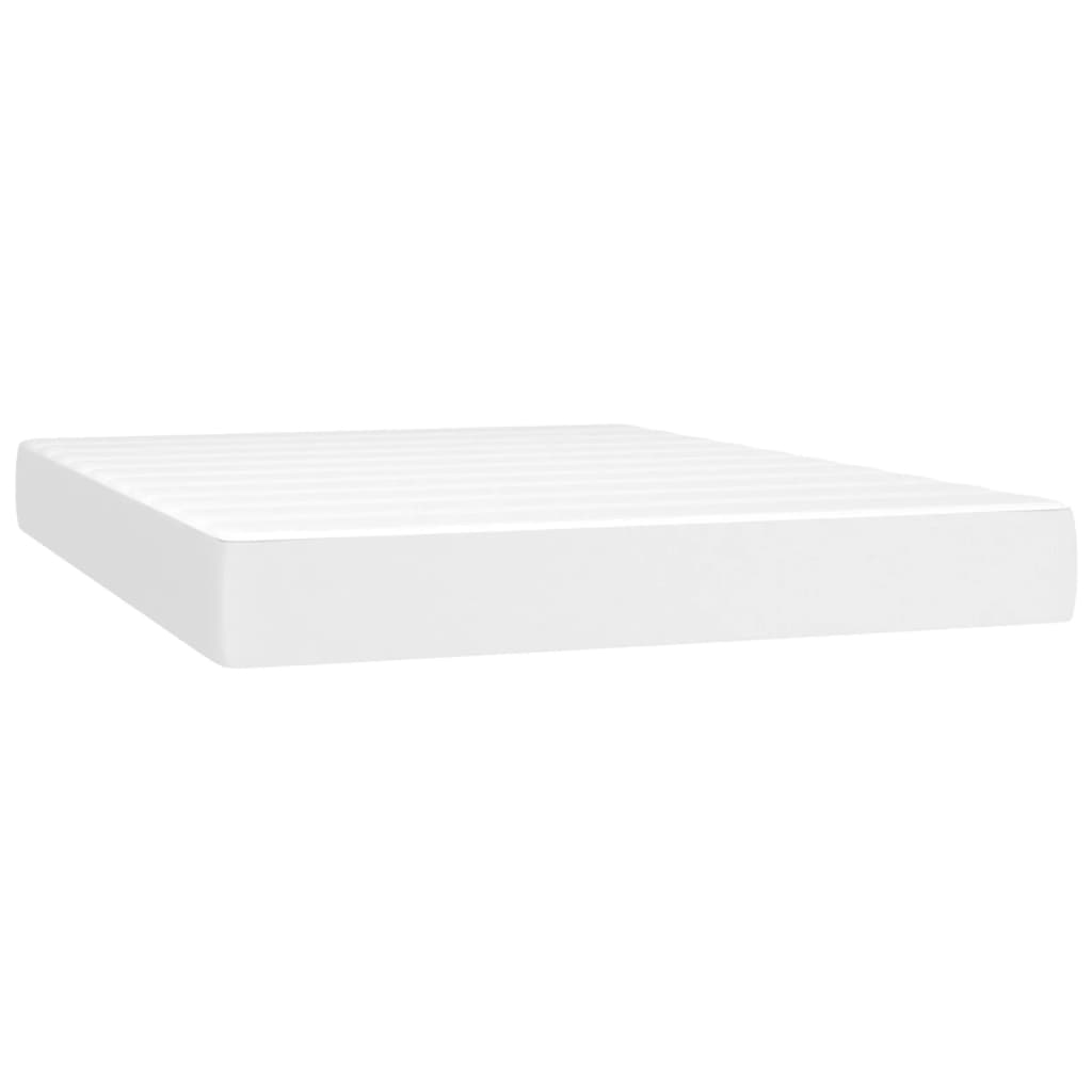 vidaXL Cama box spring colchón y LED cuero sintético blanco 140x200 cm