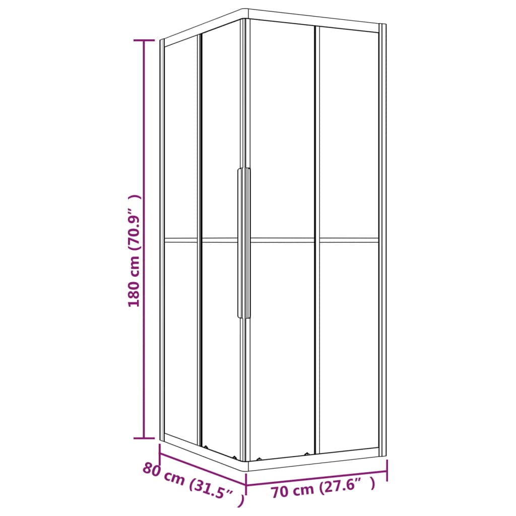 vidaXL Cabina de ducha ESG esmerilado negro 80x70x180 cm