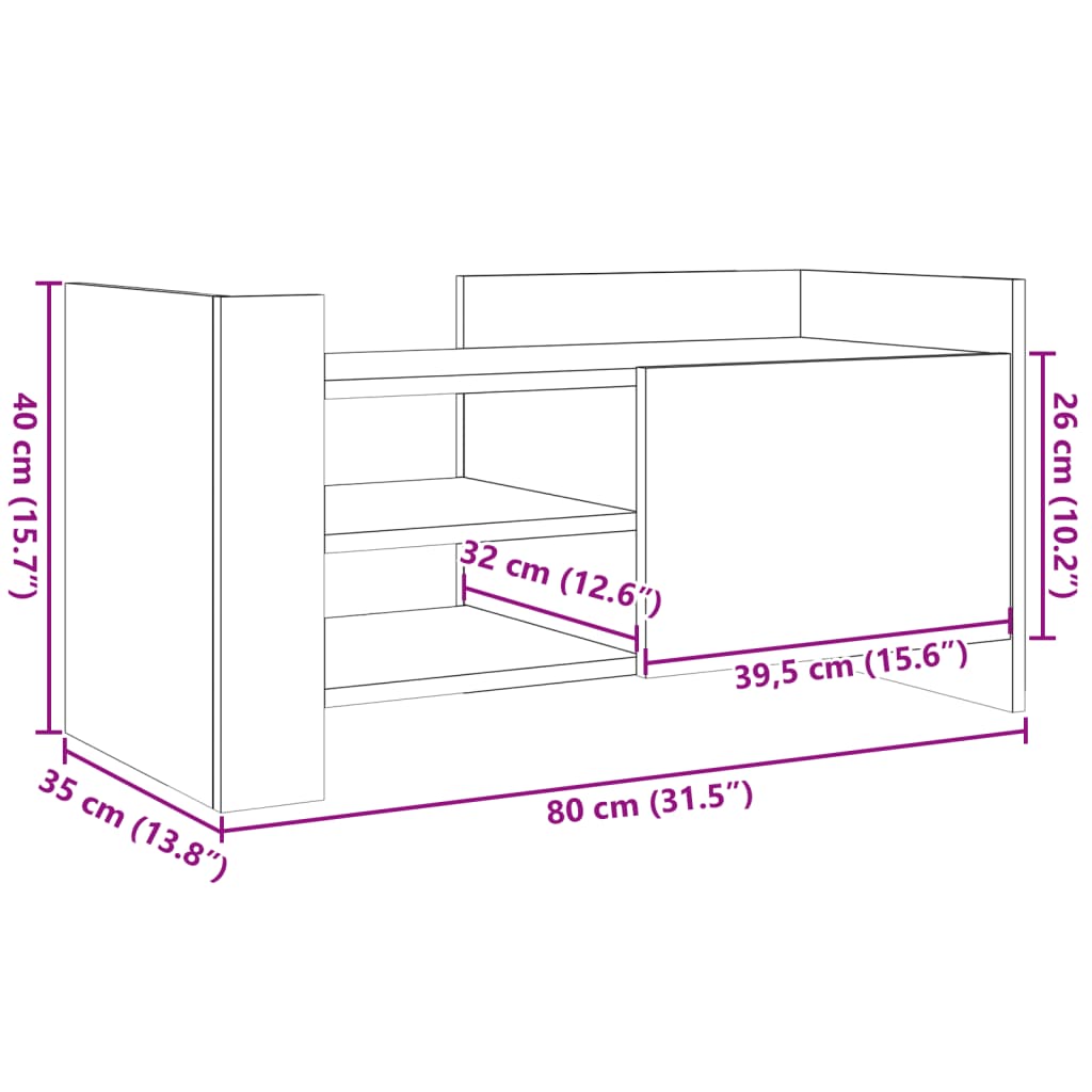 vidaXL Mueble de TV madera ingeniería roble 80x35x40 cm