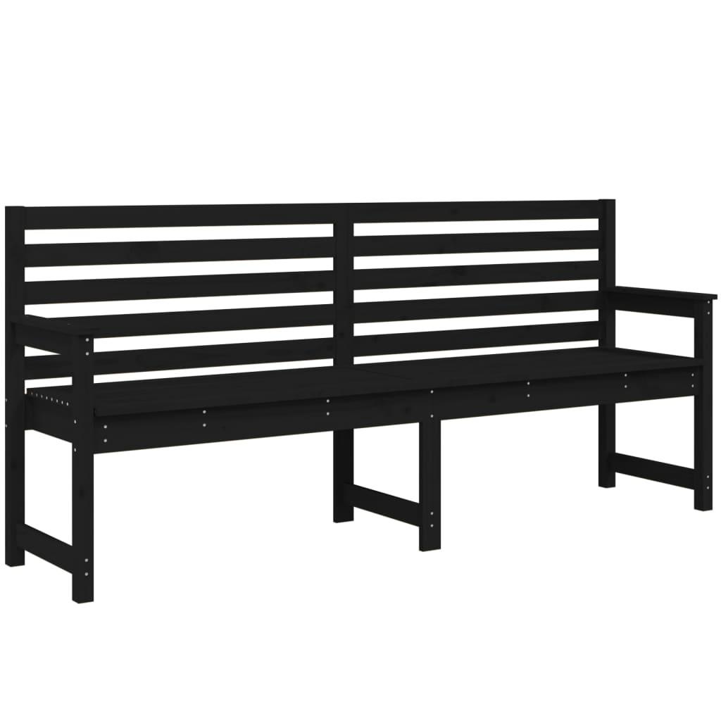 vidaXL Banco de jardín madera maciza pino negro 203,5x48x91,5 cm