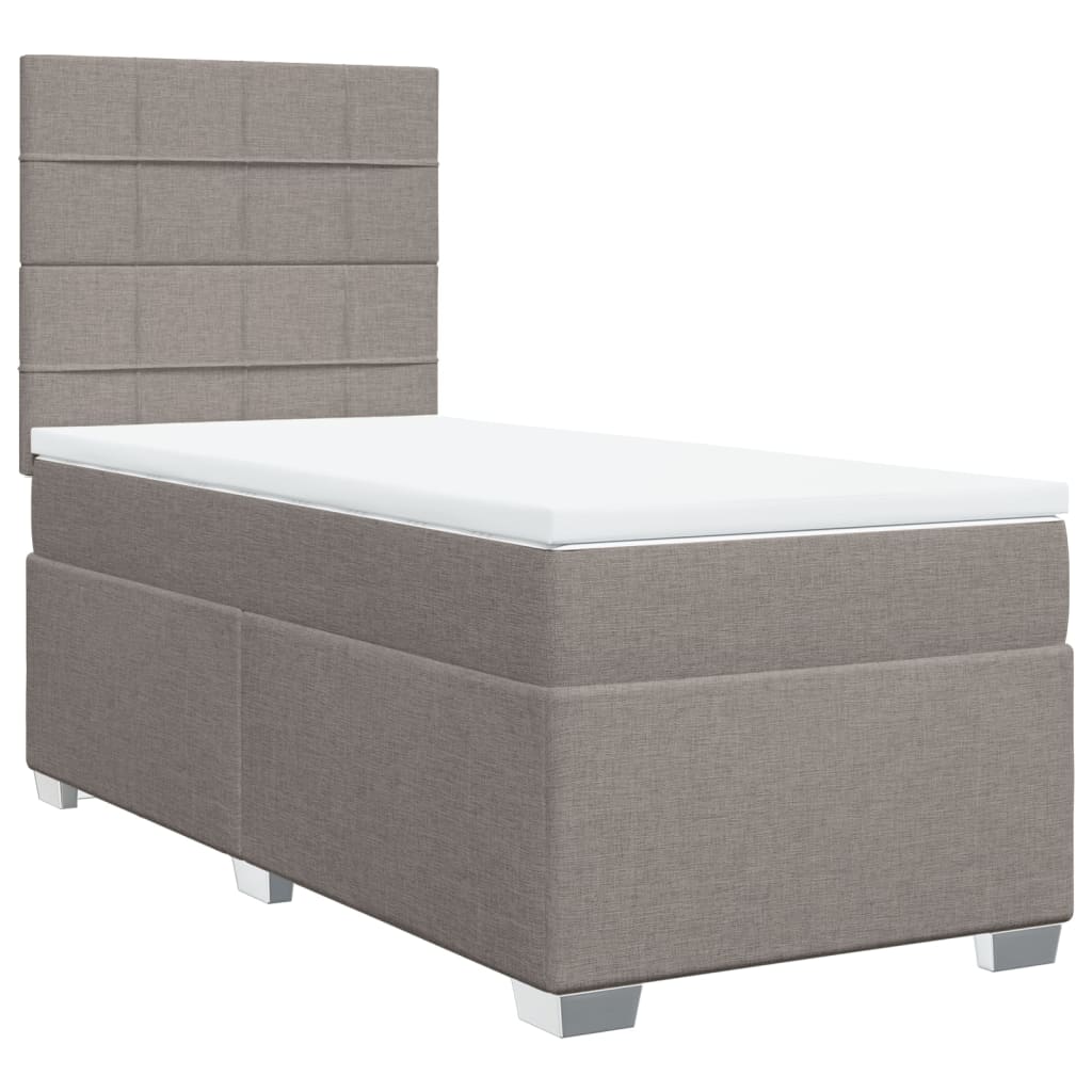 vidaXL Cama box spring con colchón tela gris taupe 100x200 cm