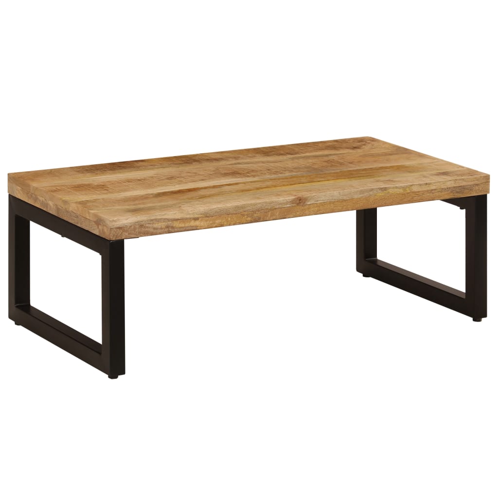 vidaXL Mesa de centro madera maciza de mango y acero 100x50x35 cm