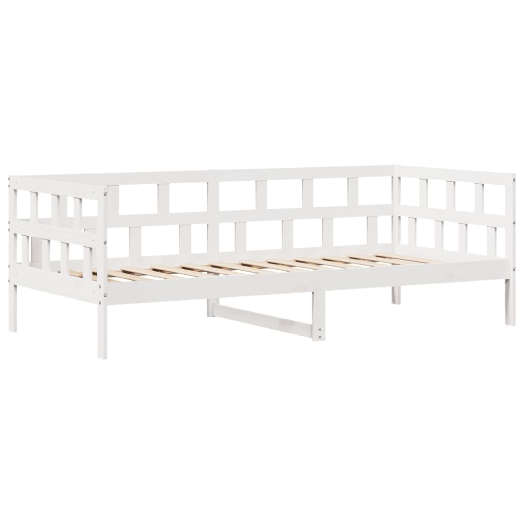 vidaXL Sofá cama con cajones madera maciza de pino blanco 90x200 cm