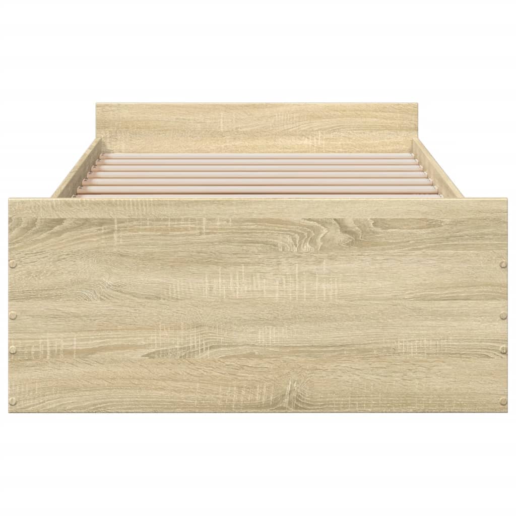 vidaXL Cama con cajones madera ingeniería roble Sonoma 90x190 cm