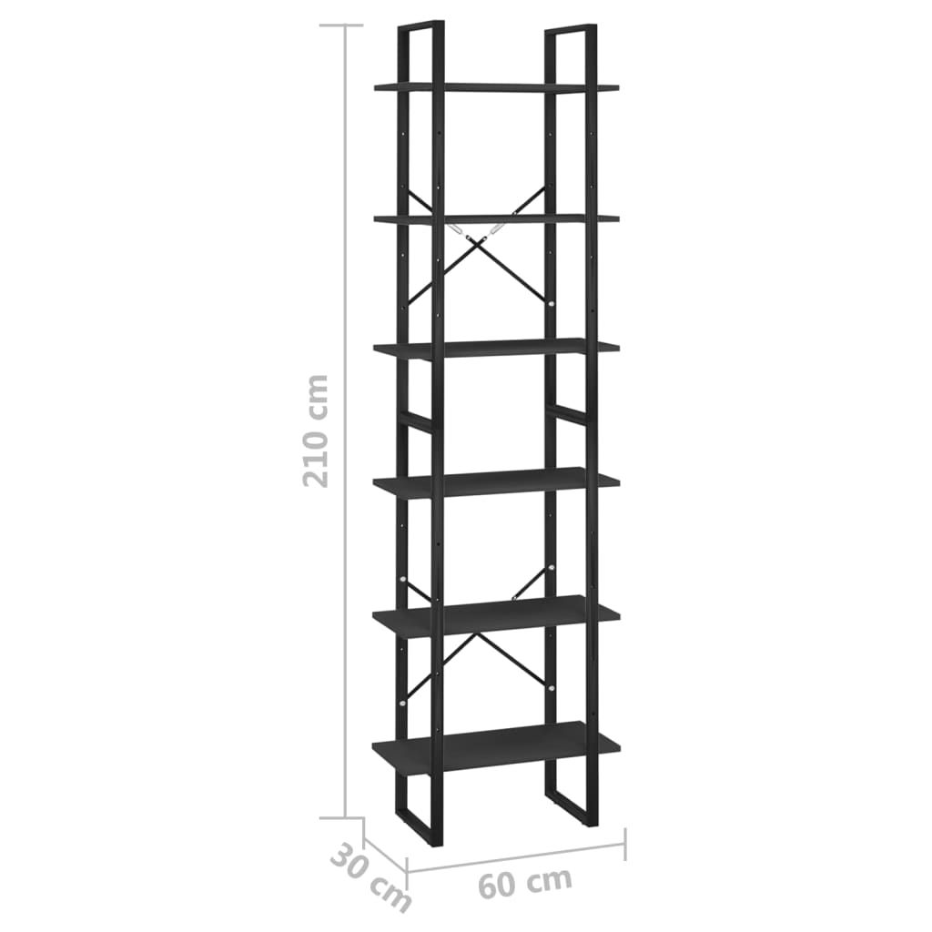 vidaXL Estantería de madera contrachapada negro 60x30x210 cm