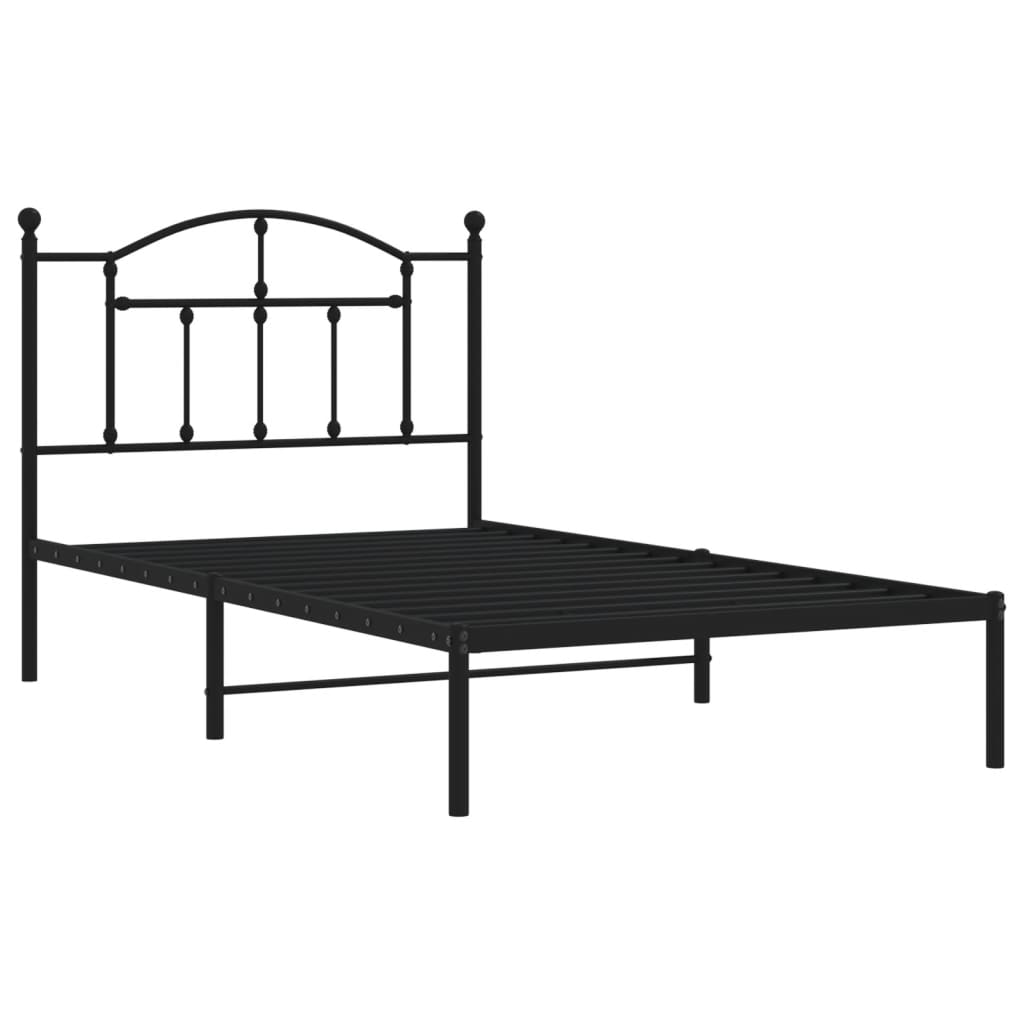 vidaXL Estructura cama sin colchón con cabecero metal negro 100x190 cm