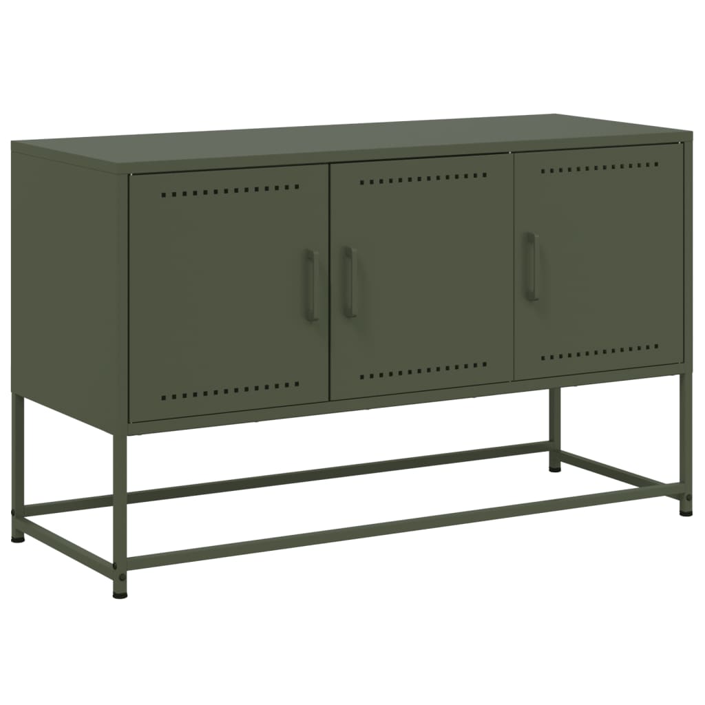 vidaXL Mueble para TV de acero verde oliva 100,5x39x60,5 cm