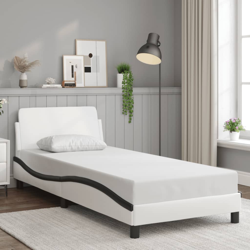 vidaXL Cama sin colchón cuero sintético blanco negro 80x200 cm