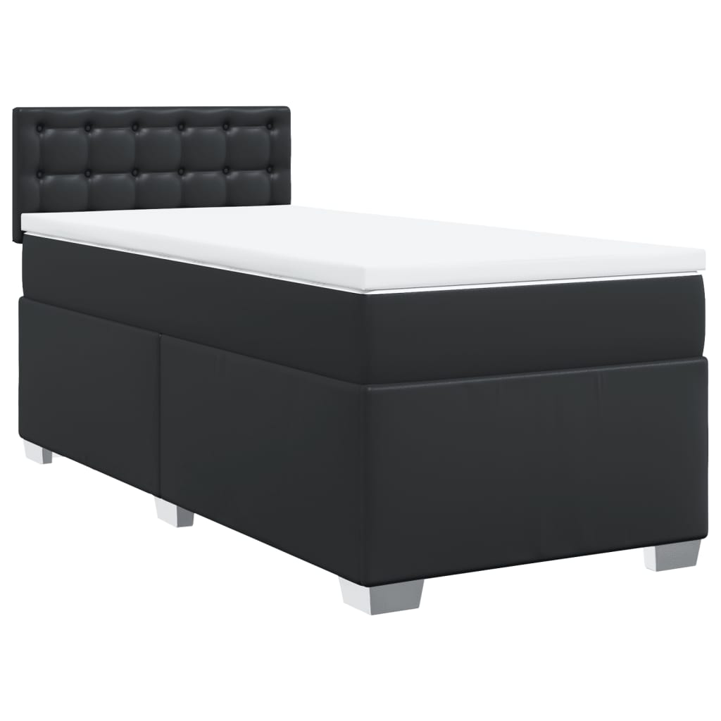 vidaXL Cama box spring con colchón cuero sintético negro 90x190 cm