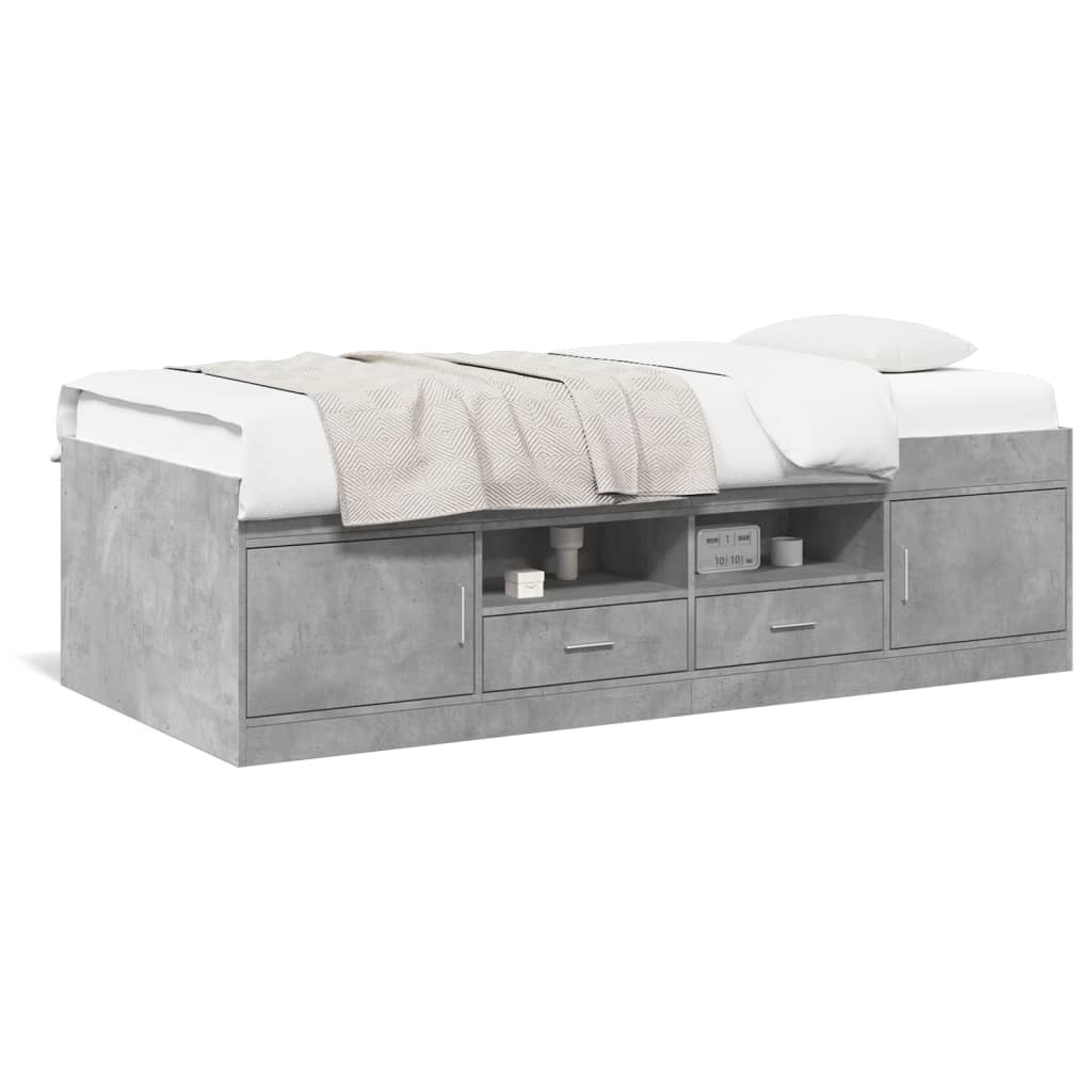 vidaXL Sofá cama con cajones sin colchón gris hormigón 75x190 cm