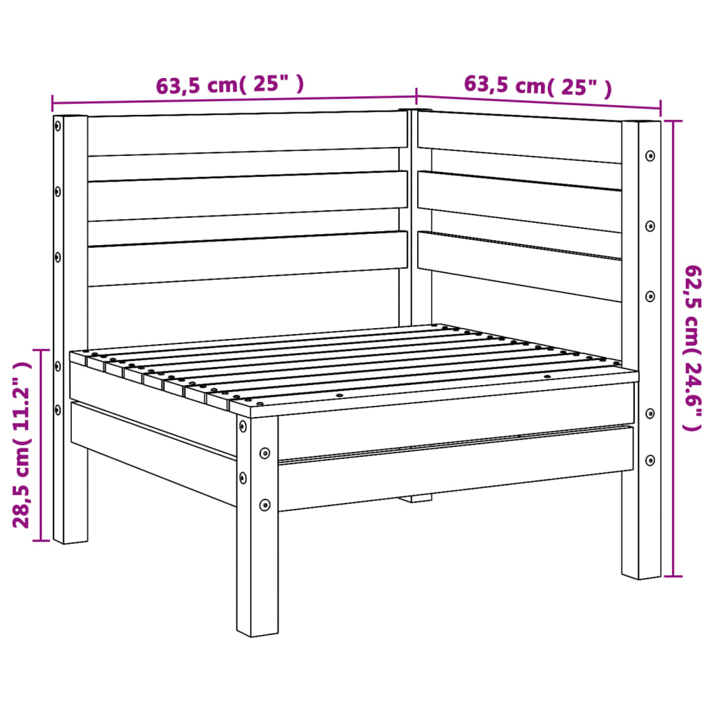 vidaXL Sofás de esquina de jardín 2 uds madera maciza pino marrón cera