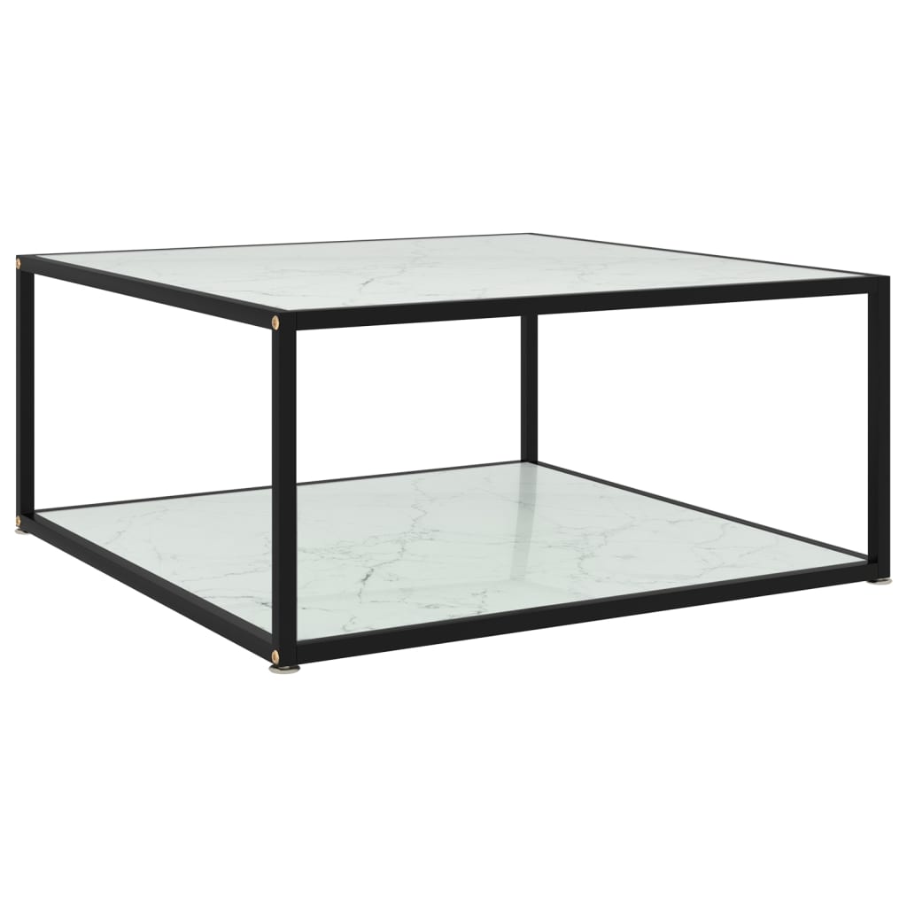 vidaXL Mesa de centro vidrio templado blanco 60x60x35 cm