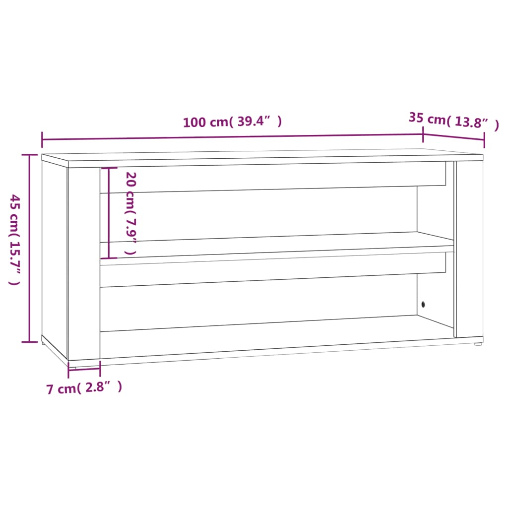 vidaXL Mueble zapatero madera contrachapada marrón roble 100x35x45 cm