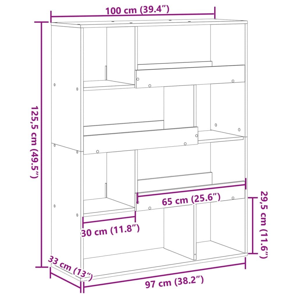 vidaXL Separador de ambientes madera ingeniería blanco 100x33x125,5 cm