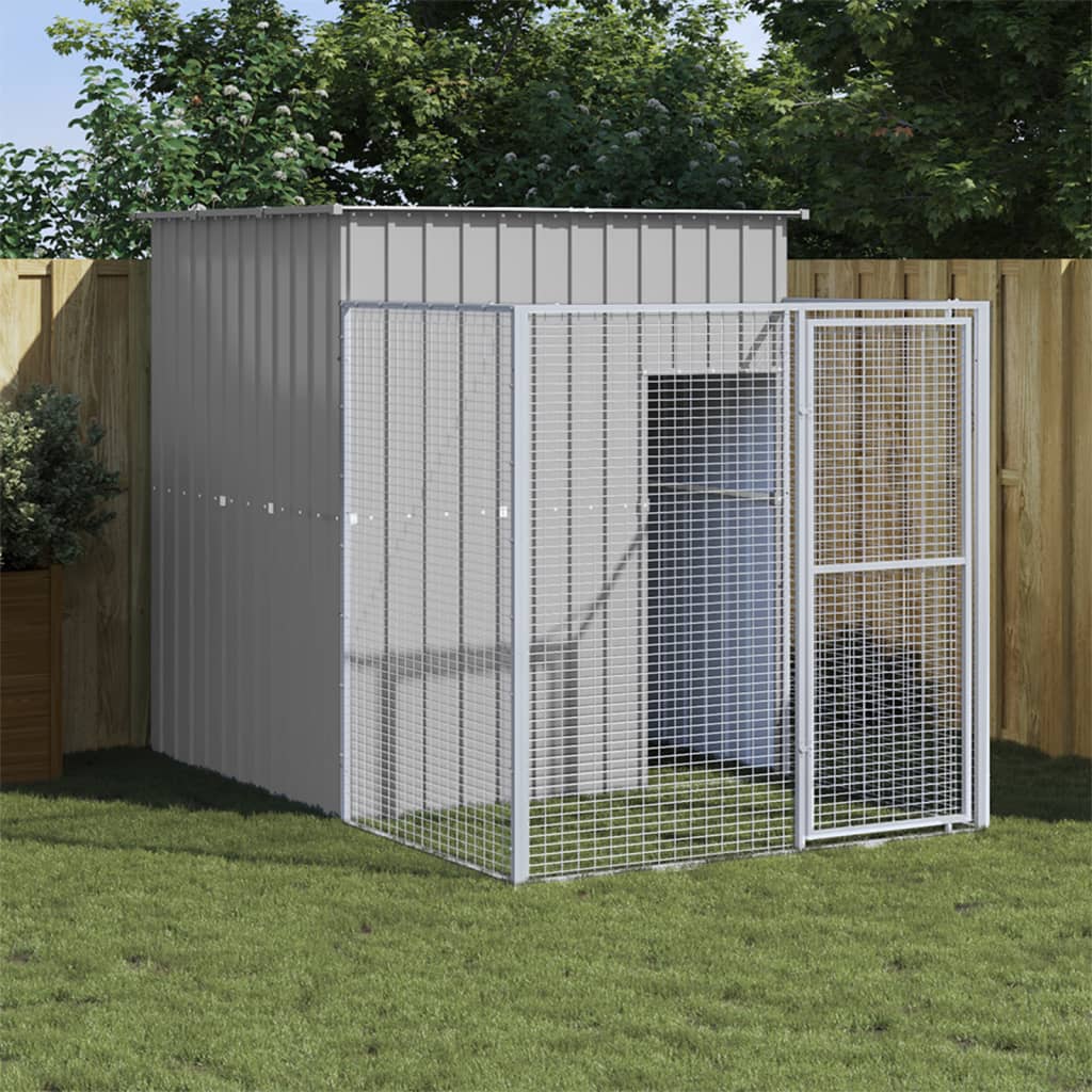 vidaXL Caseta perros corral acero galvanizado gris claro 165x251x181cm