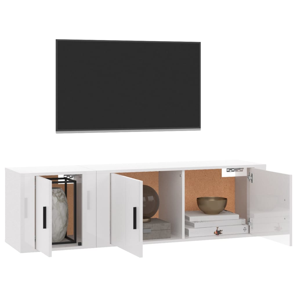 vidaXL Set de muebles de TV 2 pzas madera contrachapada blanco brillo