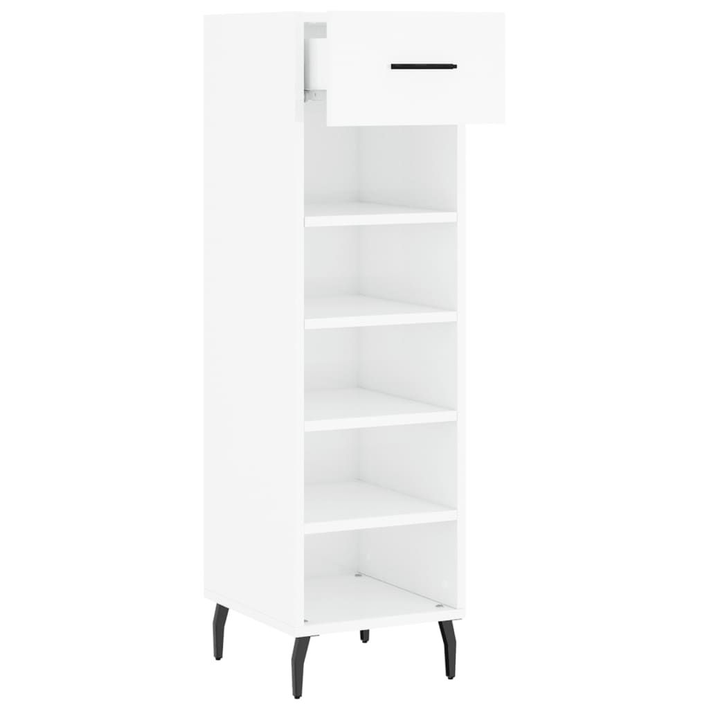 vidaXL Mueble zapatero madera contrachapada blanco brillo 30x35x105 cm