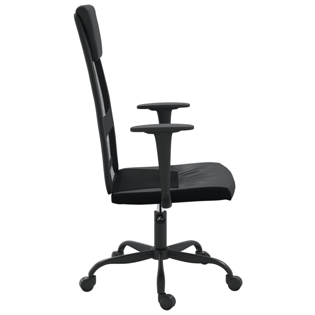 vidaXL Silla de oficina altura ajustable tela malla y cuero PE negro