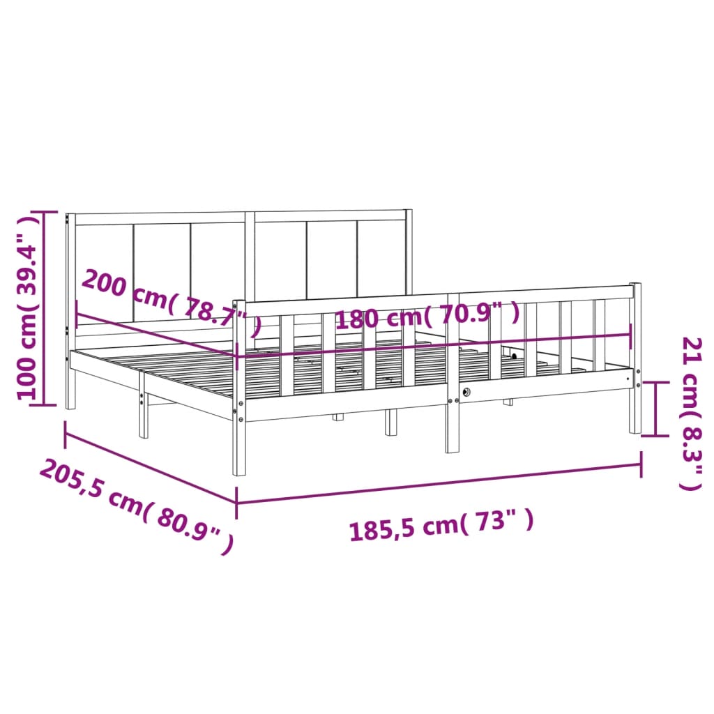 vidaXL Estructura cama de matrimonio con cabecero madera maciza blanco