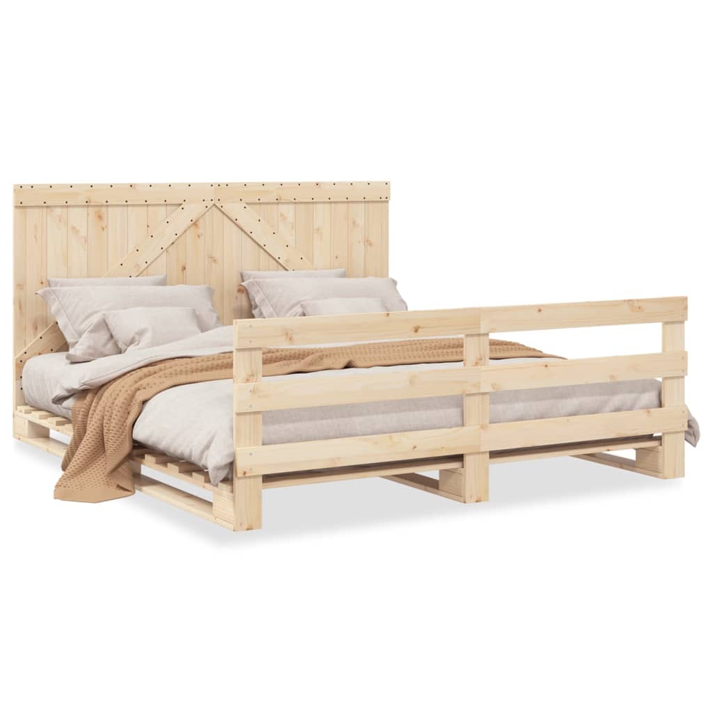 vidaXL Estructura de cama con cabecero madera maciza pino 180x200 cm