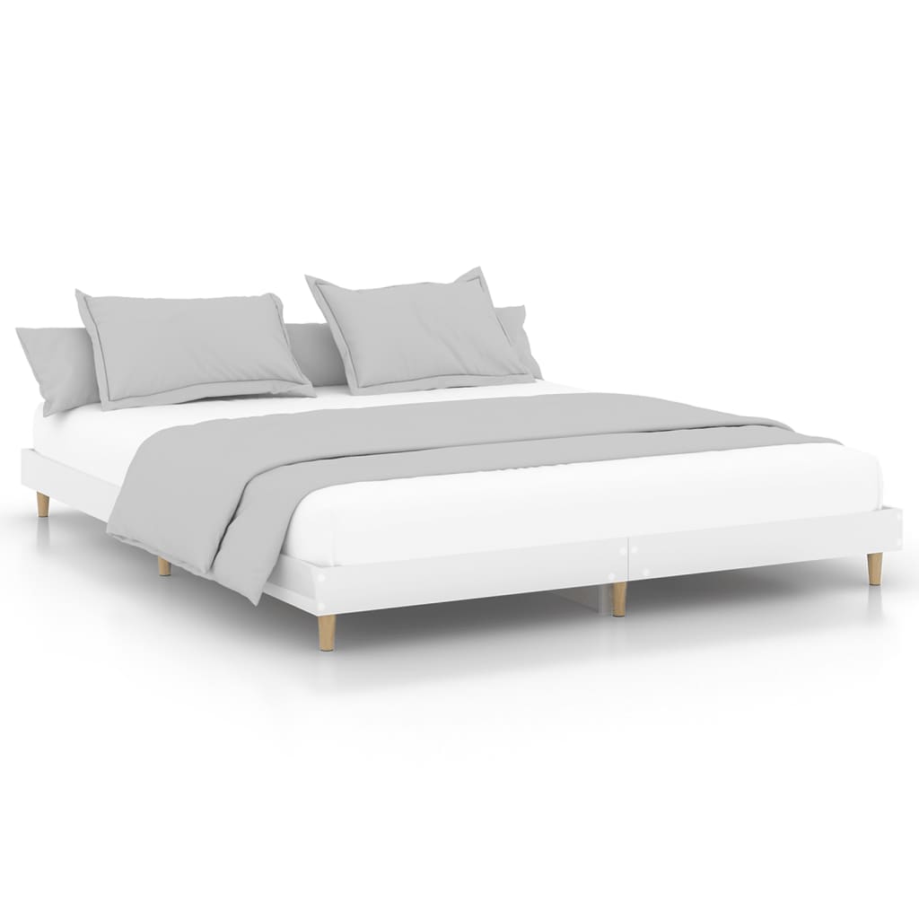 vidaXL Estructura de cama madera de ingeniería blanco brillo 120x200cm