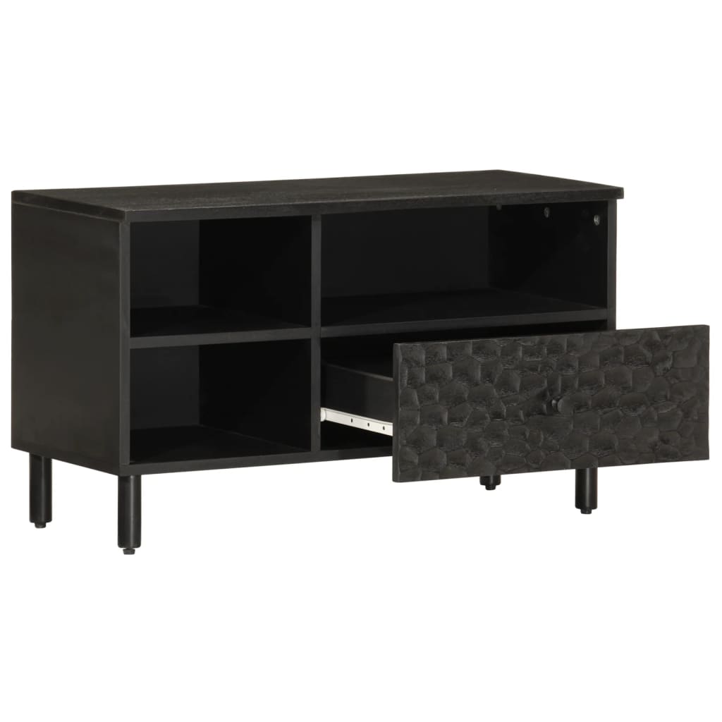 vidaXL Mueble de TV madera maciza de mango negro 80x33x46 cm