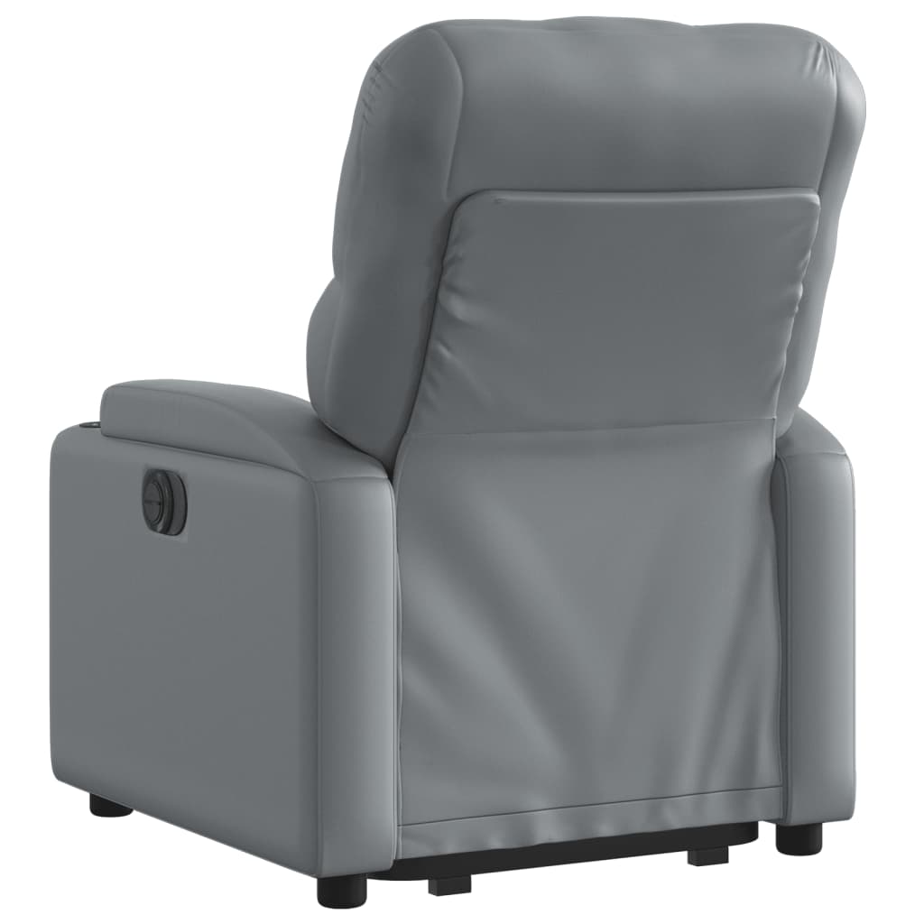 vidaXL Sillón reclinable elevable cuero artificial gris