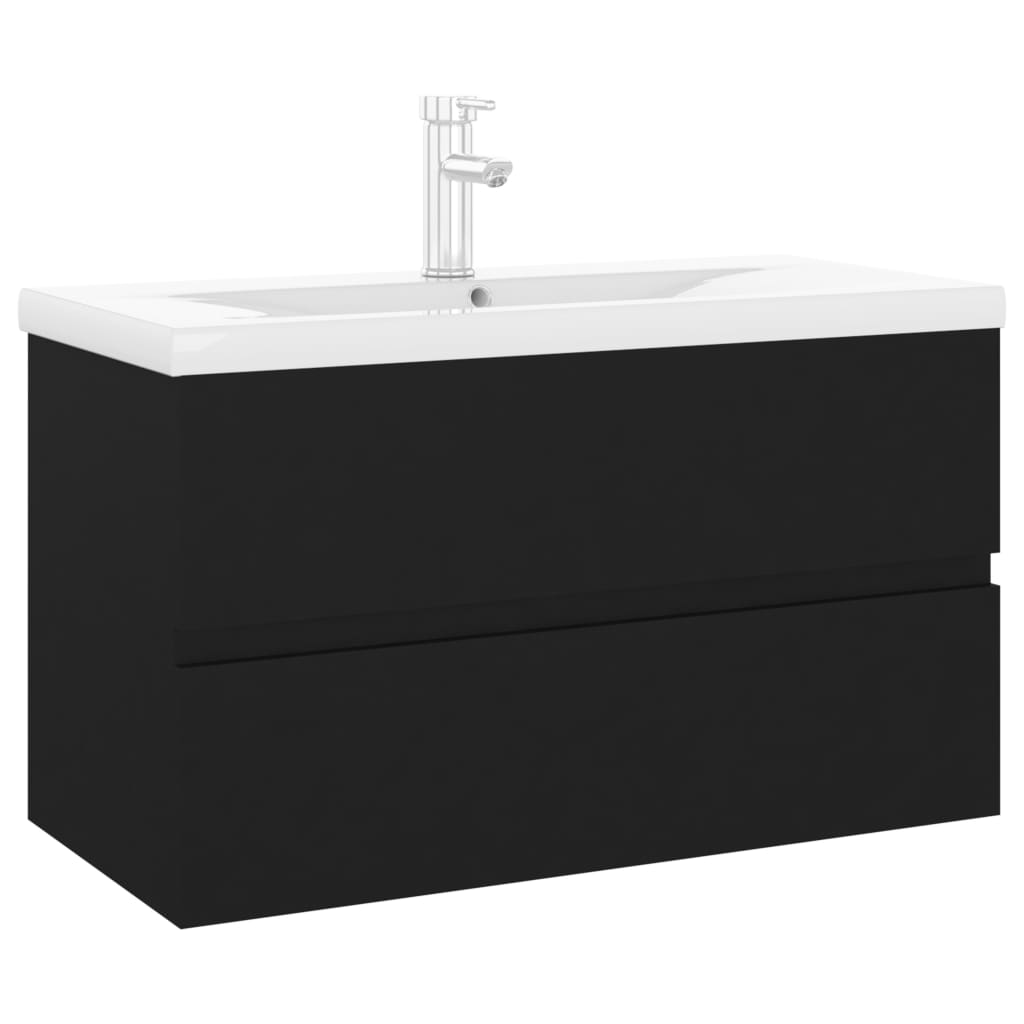 vidaXL Mueble con lavabo madera de ingeniería negro