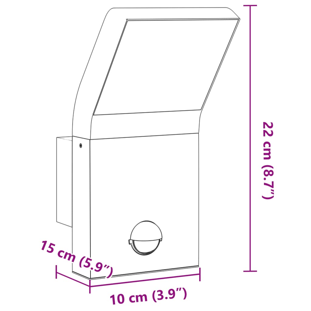 vidaXL Lámpara de pared de exterior LED con sensor aluminio blanco